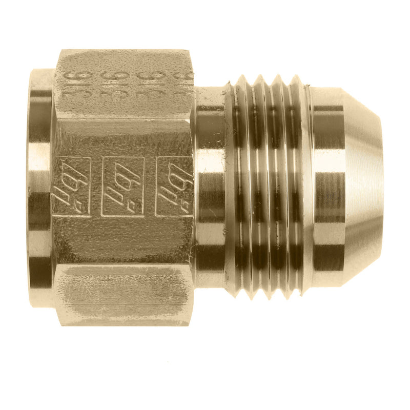 2406-08-04-B by Brennan Inc. | -08 Female JIC x -04 Male JIC | Straight Reducer (Non-Swivel) | Brass