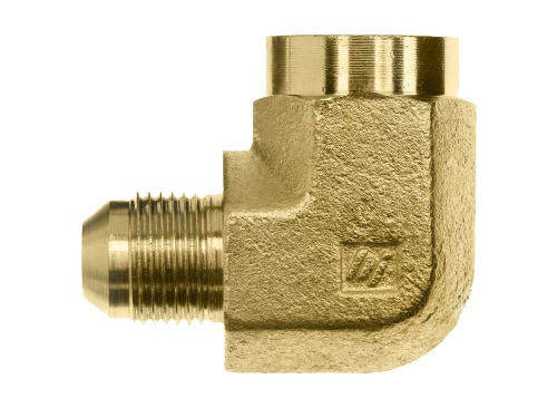 2502-04-04-B by Brennan Inc. | -04 Male JIC x -04 Female Pipe | 90° Elbow | Brass