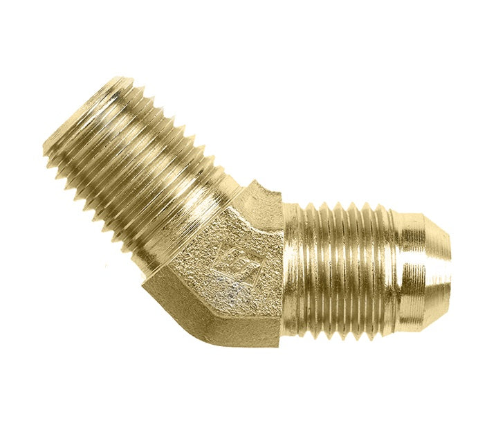 2503-08-08-B by Brennan Inc. | -08 Male JIC x -08 Male Pipe | 45° Elbow | Brass