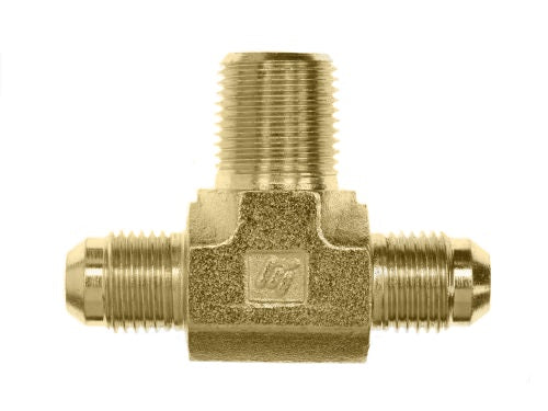 2601-06-06-04-B by Brennan Inc. | -06 Male JIC x -06 Male JIC x -04 Male Pipe | Tee | Brass