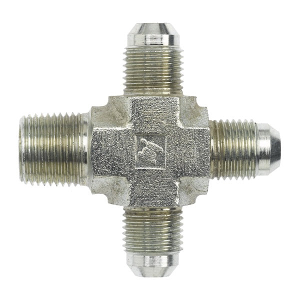 2651-12-12-12-12-FG by Brennan Inc. | -12 Male JIC x -12 Male Pipe x -12 Male JIC x -12 Male JIC | Cross | Forged Steel