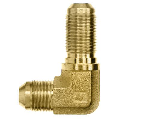 2701-04-04-B by Brennan Inc. | -04 Male JIC x -04 Male JIC Bulkhead | 90° Elbow | Brass