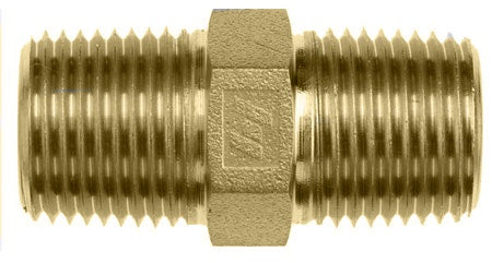 5404-12-12-B by Brennan Inc. | -12 Male Pipe x -12 Male Pipe Hex Nipple | Straight | Brass