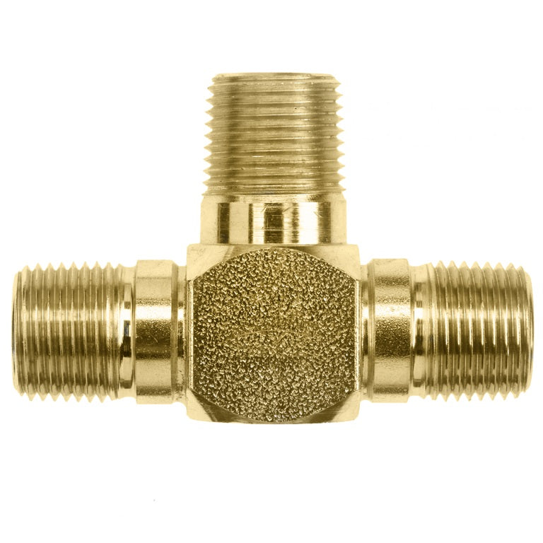 5600-04-04-04-B by Brennan Inc. | -04 Male Pipe x -04 Male Pipe x -04 Male Pipe | Tee | as coded per SAE J846 | Brass