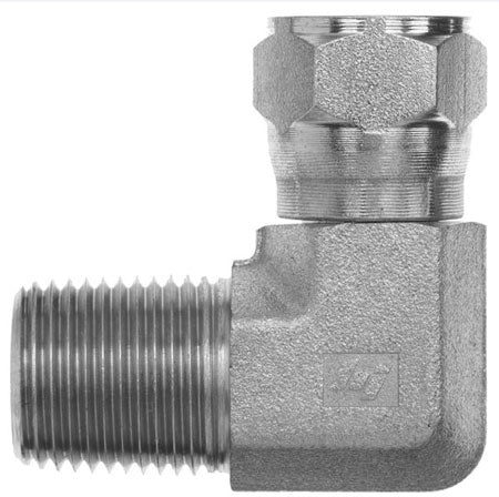 6501-06-04-FG by Brennan Inc. | -06 Male Pipe x -04 Female JIC Swivel | 90° Elbow | Forged Steel