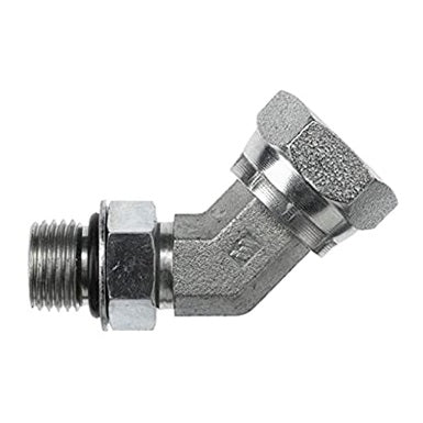 6902-12-12-NWO-FG by Brennan Inc. | -12 Male Adjustable O-Ring Boss x -12 Female Pipe Swivel | 45° Elbow | Forged Steel