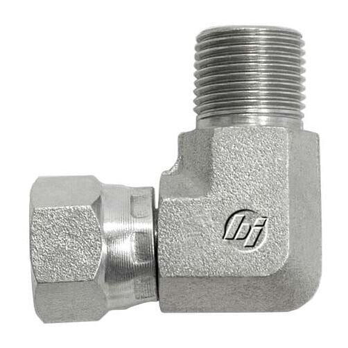 7222-08-06-FG by Brennan Inc. | -08 Female JIC Swivel x -06 Male BSPP | 90° Elbow | Forged Steel