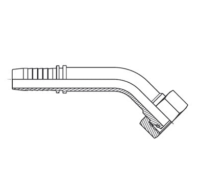 D202902 by Brennan Inc. | 5/16" Hose Tail(HT) x 12mm Female Metric Swivel DIN Heavy | 45° Elbow | Stainless Steel