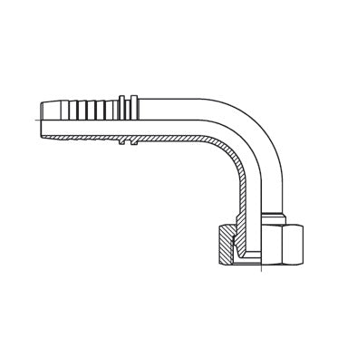 D202320 by Brennan Inc. | 1/2" Hose Tail(HT) x 15mm Female Metric Swivel DIN No O-Ring | 90° Elbow | Stainless Steel