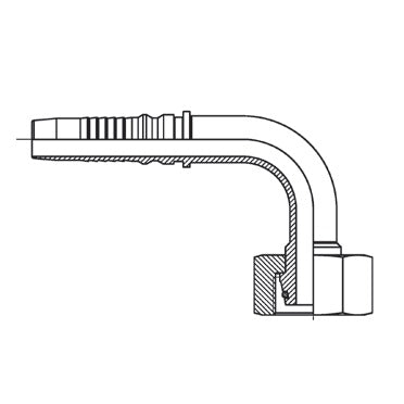 D200635 by Brennan Inc. | 1" Hose Tail Interlock HINT x 25mm Female Metric Swivel with O-Ring | 90° Elbow | Stainless Steel