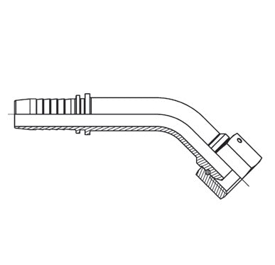 D208175 by Brennan Inc. | 5/16" Hose Tail(HT) x 1/4" Female BSPP | 45° Elbow | Stainless Steel