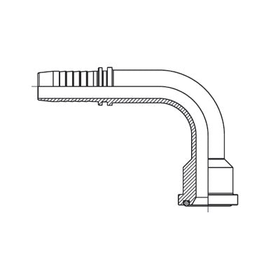 D208329 by Brennan Inc. | 1-1/4" Hose Tail(HT) x 1-1/4" Code 61 Flange | 90° Elbow | Stainless Steel