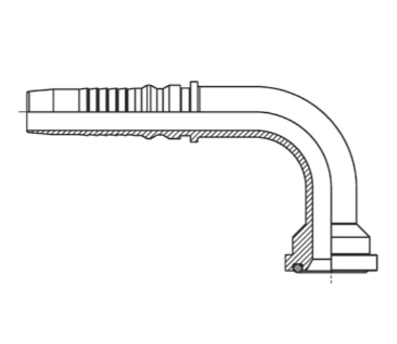 D208240 by Brennan Inc. | 3/4" Hose Tail Interlock HINT x 3/4" Code 61 Flange | 90° Elbow | Stainless Steel