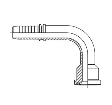 D208344 by Brennan Inc. | 1-1/2" Hose Tail(HT) x 1-1/2" Code 62 Flange | 90° Elbow | Stainless Steel