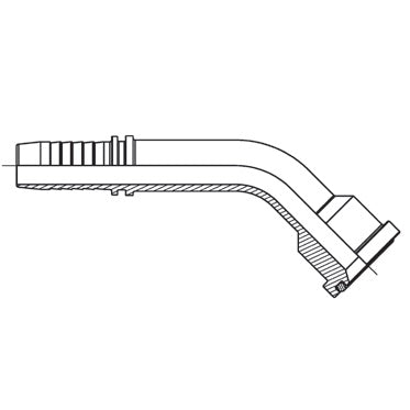 D208351 by Brennan Inc. | 3/4" Hose Tail(HT) x 3/4" Code 61 Flange | 45° Elbow | Stainless Steel