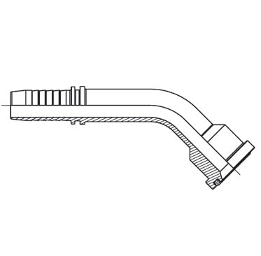 D208360 by Brennan Inc. | 1/2" Hose Tail(HT) x 1/2" Code 62 Flange | 45° Elbow | Stainless Steel