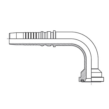 D223617 by Brennan Inc. | 1-1/4" Hose Tail Interlock HINT x 1-1/2" Code 62 Flange | 90° Elbow | Stainless Steel