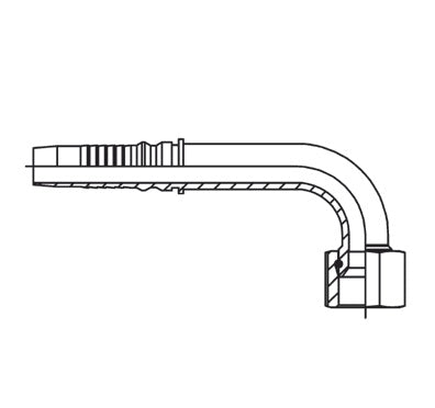 D218769 by Brennan Inc. | 1-1/4" Hose Tail Interlock HINT x 1-1/4" Female JIC | 90° Elbow | Stainless Steel