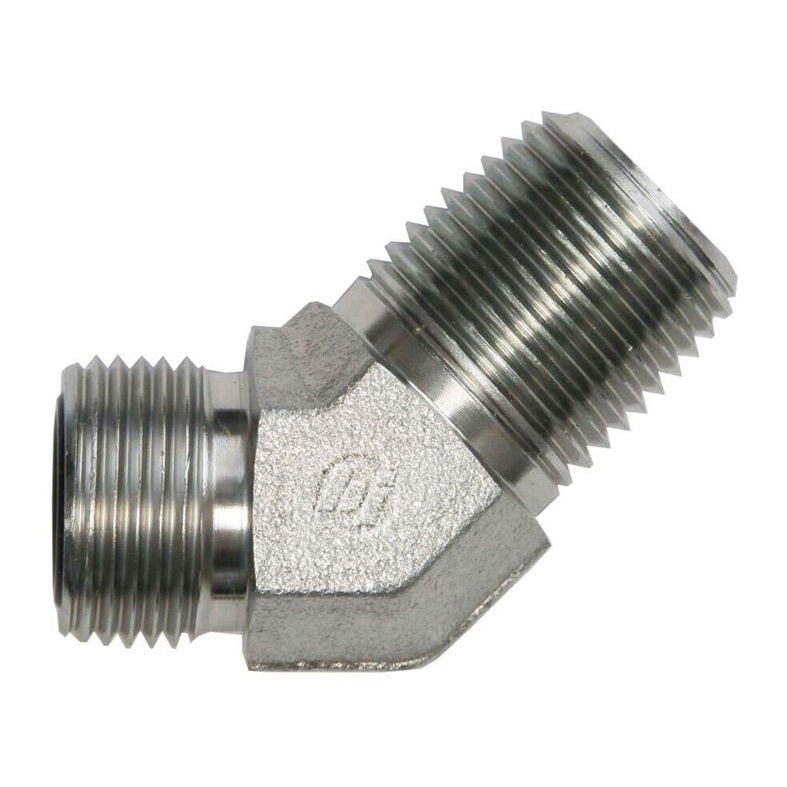 FS2503-12-08-FG by Brennan Inc. | -12 Male Face Seal x -08 Male Pipe | 45° Elbow | Forged Steel