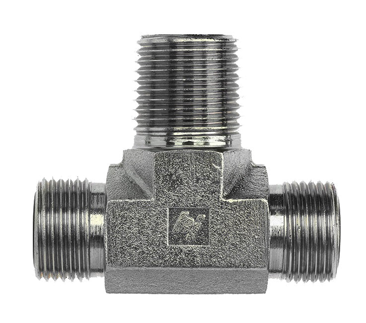 FS2601-12-12-12-SS by Brennan Inc. | -12 Male Face Seal x -12 Male Face Seal x -12 Male Pipe Branch | Tee | Stainless Steel