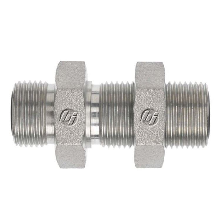 FS2700-LN-06-06 by Brennan Inc. | -06 Male Face Seal x -06 Male Face Seal Bulkhead with Locknut | Straight | Steel