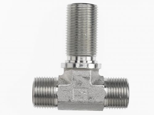 FS2703-LN-16-16-16-FG by Brennan Inc. | -16 Male Face Seal x -16 Male Face Seal x -16 Male Face Seal Bulkhead Branch with Locknut | Tee | Forged Steel
