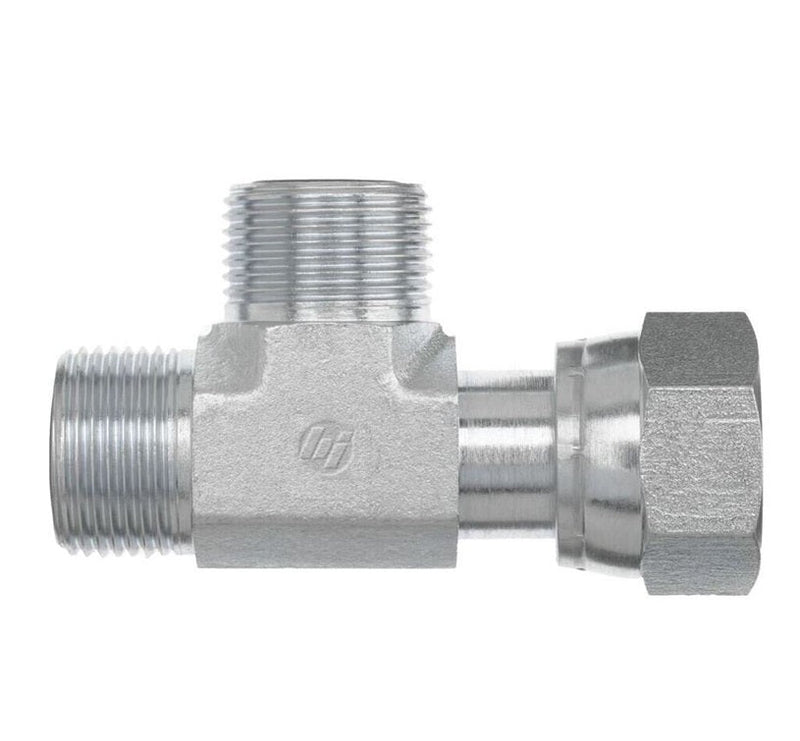 FS6602-12-12-12-FG by Brennan Inc. | -12 Male Face Seal x -12 Female Face Seal Swivel x -12 Male Face Seal Run | Tee | Forged Steel