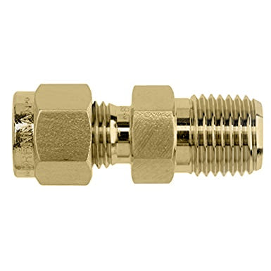 N2404-03-04-BT-B by Brennan Inc. | -03 Instrumentation Fitting x -04 Male NPT | Straight | Bore Through | Brass