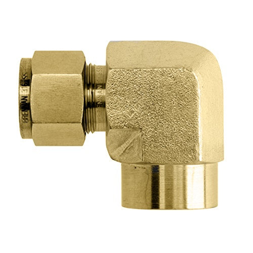 N2502-06-02-B by Brennan Inc. | -06 Instrumentation Fitting x -02 Female NPT | 90° Elbow | Brass