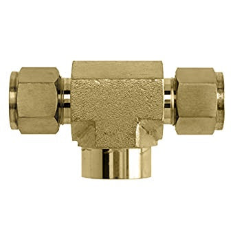 N2602-02-02-02-B by Brennan Inc. | -02 Instrumentation Fitting x -02 Instrumentation Fitting x -02 Female NPT | Tee | Brass