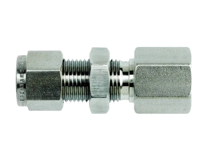 N2705-LN-06-04-SS by Brennan Inc. | -06 Instrumentation Fitting Bulkhead x -04 Female NPT | Straight | Stainless Steel