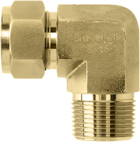 NS2501-06-04-B by Brennan Inc. | -06 Single Ferrule Instrumentation Fitting x -04 Instrumentation Fitting | 90° Elbow | Brass