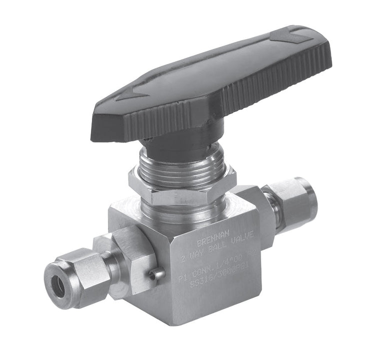 NVB-1014-SF-SS by Brennan Inc. | 2-Way Ball Valve | -08 Instrumentation Fitting x -08 Instrumentation Fitting | Straight Single Ferrule | Stainless Steel