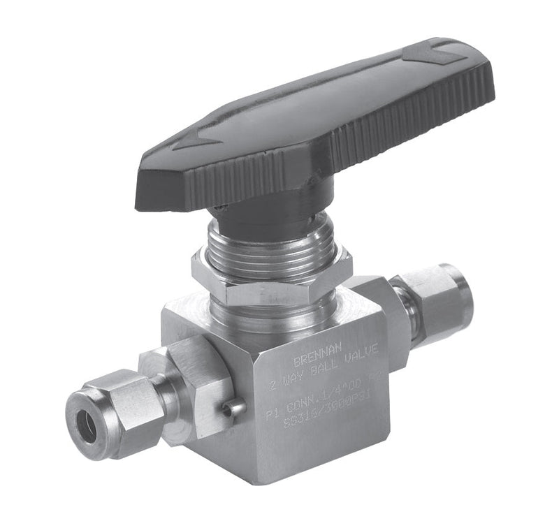 NVB-1012-SS by Brennan Inc. | 2-Way Ball Valve | -06 Instrumentation Fitting x -06 Instrumentation Fitting | Straight | Stainless Steel