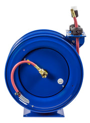 C-L350-5016-A by Coxreels | C Air-Electric | 300 PSI Spring Driven Air Hose & Power Cord Combo Reel w/ Industrial Receptacle | 3/8" Hose ID, 3/8" FNPT Inlet x 3/8" MNPT Hose End | 16/3 SJTO Cord, 13A | Steel | 50ft PVC Hose & 50ft Cord Included