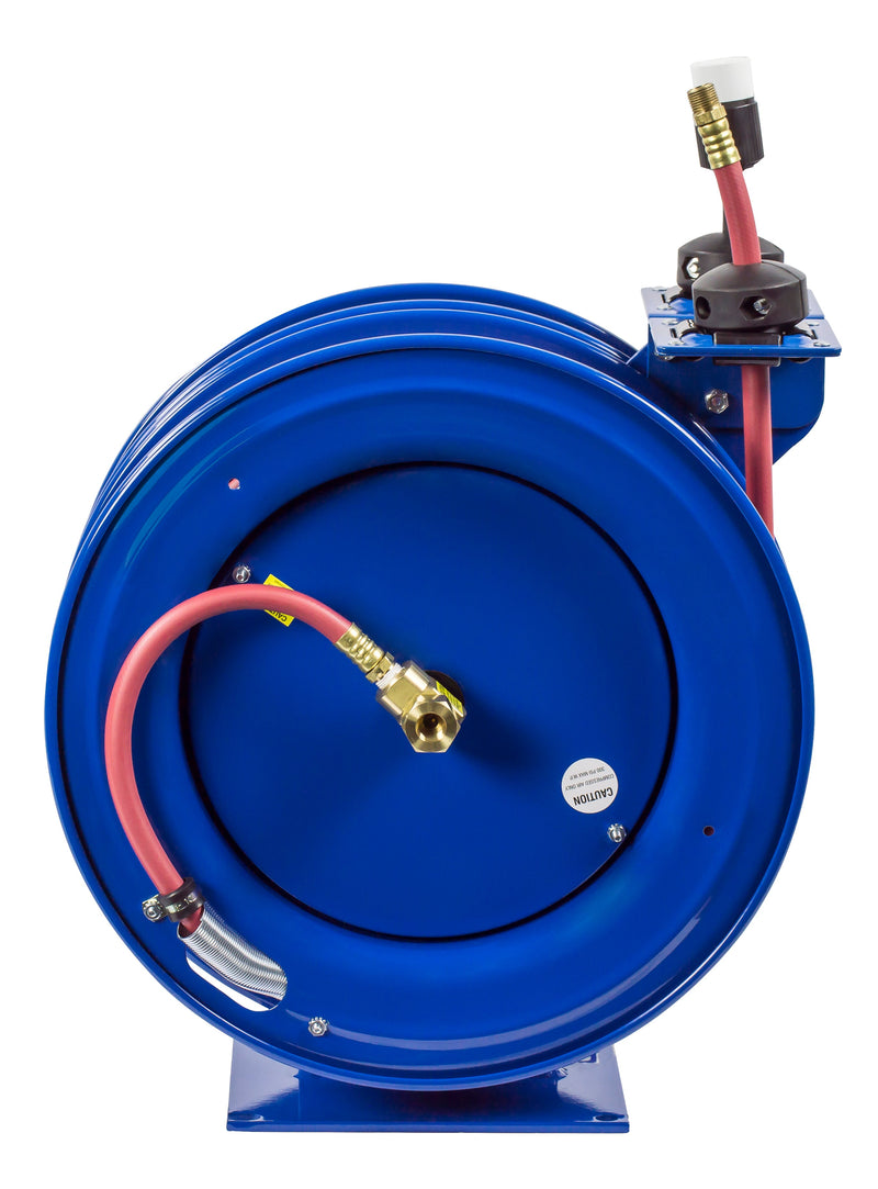 C-L350-5012-A by Coxreels | C Air-Electric | 300 PSI Spring Driven Air Hose & Power Cord Combo Reel w/ Industrial Receptacle | 3/8" Hose ID, 3/8" FNPT Inlet x 3/8" MNPT Hose End | 12/3 SJO Cord, 20A | Steel | 50ft PVC Hose & 50ft Cord Included