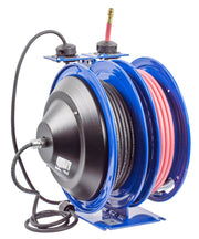 C-L350-5016-E by Coxreels | C Air-Electric | 300 PSI Spring Driven Air Hose & Power Cord Combo Reel w/ Incandescent Cage Light | 3/8" Hose ID, 3/8" FNPT Inlet x 3/8" MNPT Hose End | 16/3 SJTO Cord, 13A | Steel | 50ft PVC Hose & 50ft Cord Included