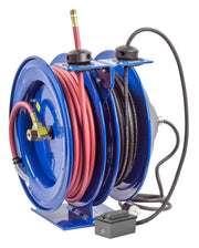 C-L350-5012-F by Coxreels | C Air-Electric | 300 PSI Spring Driven Air Hose & Power Cord Combo Reel w/ GFCI Receptacle | 3/8" Hose ID, 3/8" FNPT Inlet x 3/8" MNPT Hose End | 12/3 SJO Cord, 20A | Steel | 50ft PVC Hose & 50ft Cord Included
