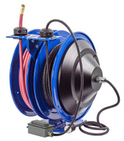 C-L350-5012-F by Coxreels | C Air-Electric | 300 PSI Spring Driven Air Hose & Power Cord Combo Reel w/ GFCI Receptacle | 3/8" Hose ID, 3/8" FNPT Inlet x 3/8" MNPT Hose End | 12/3 SJO Cord, 20A | Steel | 50ft PVC Hose & 50ft Cord Included