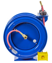 C-L350-5012-B by Coxreels | C Air-Electric | 300 PSI Spring Driven Air Hose & Power Cord Combo Reel w/ Quad Industrial Receptacle | 3/8" Hose ID, 3/8" FNPT Inlet x 3/8" MNPT Hose End | 12/3 SJO Cord, 20A | Steel | 50ft PVC Hose & 50ft Cord Included