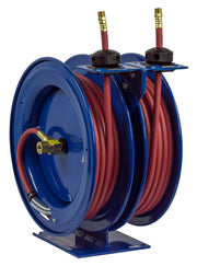 C-LP-325-325 by Coxreels | C Series | 300 PSI Dual Hose Spring Driven Hose Reel for Air & Water | 3/8" Hose ID, 3/8" FNPT Inlet x 3/8" MNPT Hose End | Steel | 25ft PVC Hose Included