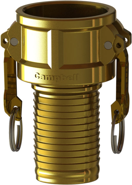 C-BR-150C by Campbell Fittings | Cobra Cam & Groove Coupling | Type C | with ferrule interlock | 1-1/2" Female Coupler x 1-1/2" Hose Shank | Brass