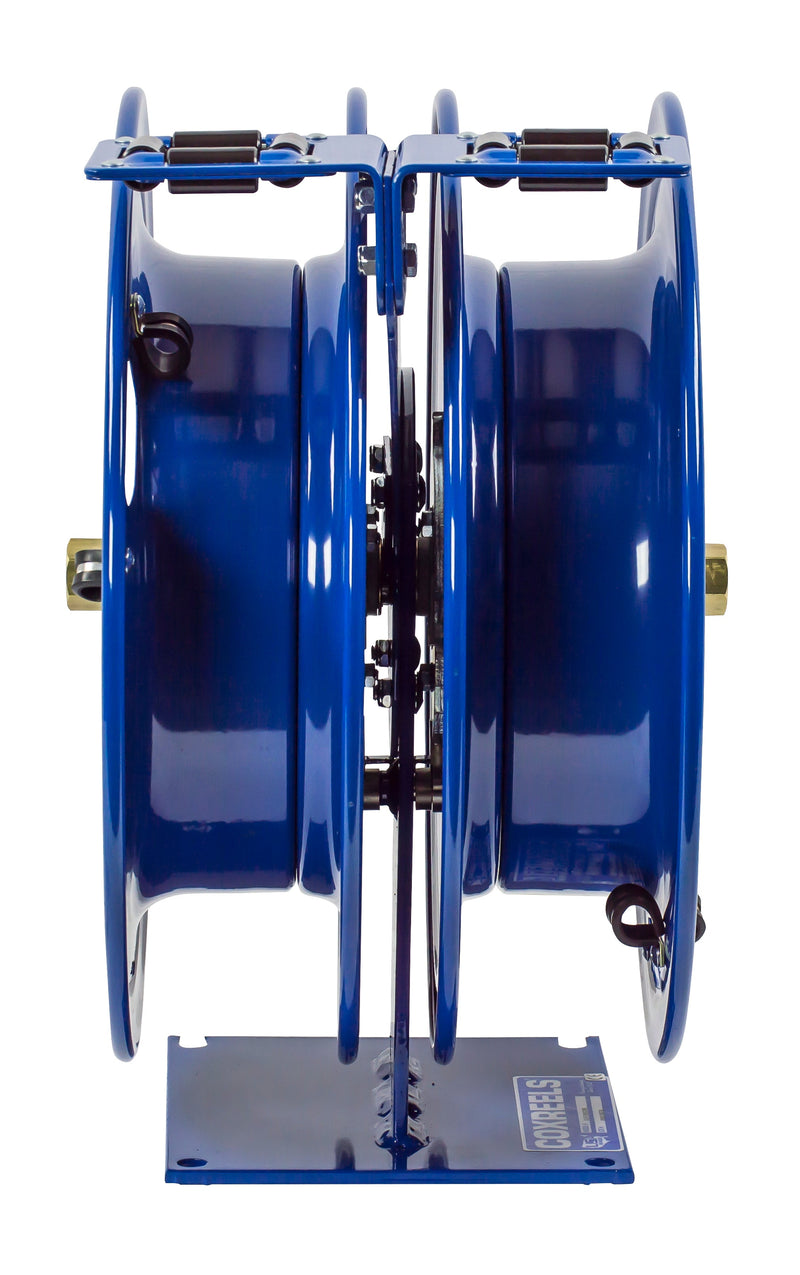 C-MPL-335-335 by Coxreels | C Series | 3,000 PSI Dual Hose Spring Driven Hose Reel for Air, Water & Oil | 3/8" Hose ID, 3/8" FNPT Inlet | Steel | 35ft Capacity, Hose Not Included