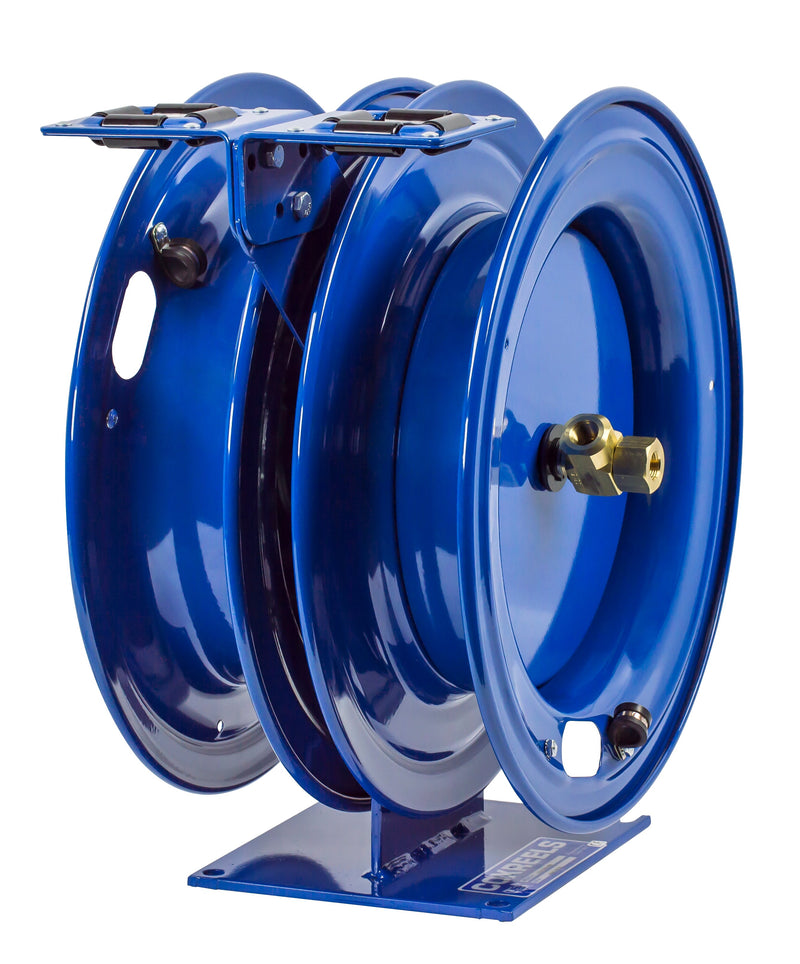 C-LPL-135-135 by Coxreels | C Series | 300 PSI Dual Hose Spring Driven Hose Reel for Air, Water & Oil | 1/4" Hose ID, 1/4" FNPT Inlet | Steel | 35ft Capacity, Hose Not Included
