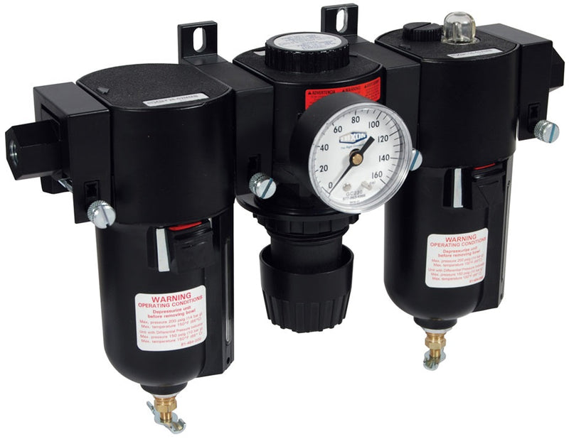 C26-04MMB Wilkerson by Dixon Valve | C26-Series | Standard FRL Combination Unit | 3.2 oz. Filter | 0-125 PSI Regulator | 10 oz. Lubricator | 1/2" Size | Manual Drain | Metal Bowl