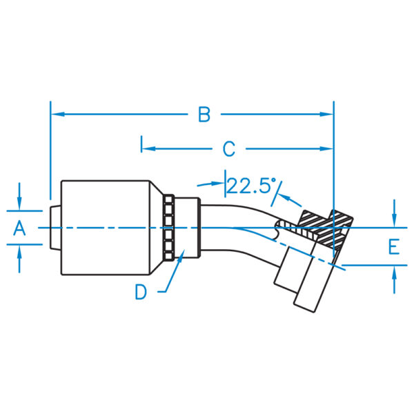 C6122-20-24-W by Kurt Hydraulics | Jump Size | Code 61 Flange | 22° Elbow | for 1 1/4" Hose ID