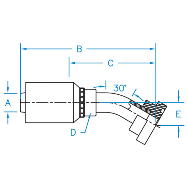 C6130-24-24-JJ by Kurt Hydraulics | Ultra High Pressure Skive Style | Code 61 Flange | 30° Elbow | for 1-1/2" Hose ID