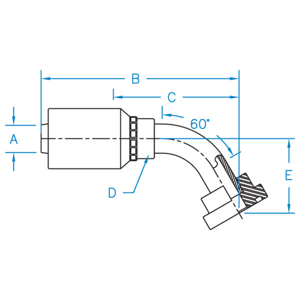 C6160-24-24-JJ by Kurt Hydraulics | Ultra High Pressure Skive Style | Code 61 Flange | 60° Elbow | for 1-1/2" Hose ID