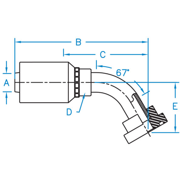 C6167-24-32-JJ by Kurt Hydraulics | Jump Size | Ultra High Pressure Skive Style | Code 61 Flange | 67° Elbow | for 1-1/2" Hose ID
