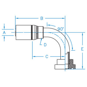 C6190-16-24 by Kurt Hydraulics | Jump Size | Code 61 Flange | 90 Degree Bent Tube | Rigid | for 1" Hose ID